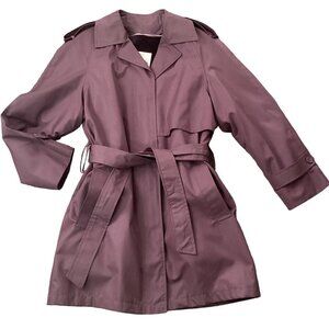 VTG 80s London Towne Trench Coat Zip Out Plush Lining Sz 8 Purple 171F